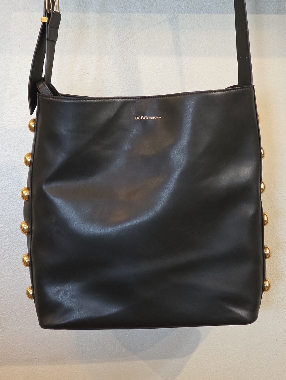 BCBGeneration Black Leather Shoulder Bag with Detachable Coin Purse